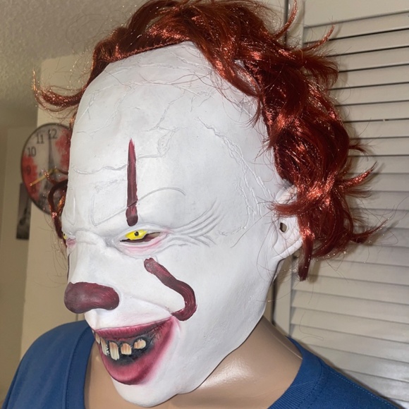 NWOT Horror Clown Latex Mask Creepy IT Mask for Adult Halloween Costume Cosplay - Picture 6 of 7